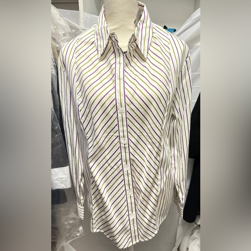 Women’s NWT Chicos Orchard strip long sleeve shirt size 14 ( 3)